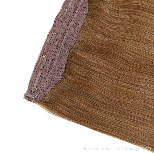 Hot sells high quality Straight HairPiece Wire hair Extension double drawn Halo Hair Extensions Real Human Hair Halo Extensions